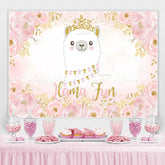 Lofaris Pink Llama Princess Floral Baby Shower Birthday Backdrop